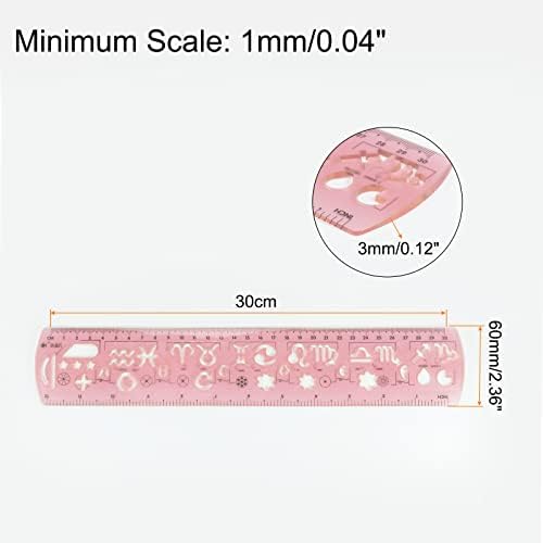 HARFINGTON 2pcs Unbreakable Flexible Rulers 30cm/12" Double Scale Shatterproof Folding Plastic Ruler for Classrooms Home Office, Light Pink