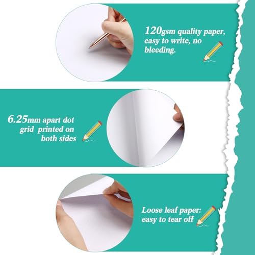 Sabary 400 Sheets Dot Cross Grid Graph Paper 8.5 x 11 Inches Letter Size Grid Paper Unpunched Refills Graph Paper Large Grid for Planning Bullet Journaling Thick Paper Smooth, White (Classic Style)