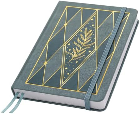 Crein Lynh Dot Grid Journal with 160GSM Thick Paper, 192 Pages, A5 Dotted Notebook for Work, School, Travel | 180° Lay Flat, Foil Stamped Cover, Elastic Band, 2 Bookmarks & Inner Pocket,Dark Green
