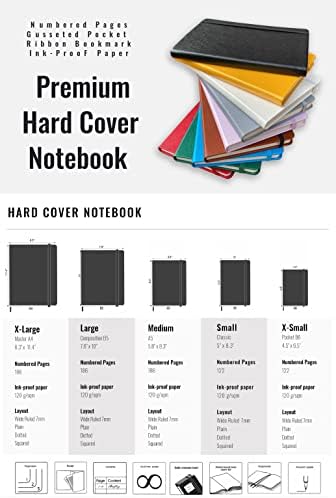 Minimalism Art, Premium Hard Cover Notebook Journal, Medium Size, A5 5.8" x 8.3", 186 Numbered Pages, Gusseted Pocket, Ribbon Bookmark, Extra Thick Ink-Proof Paper 120gsm (Dotted, White)