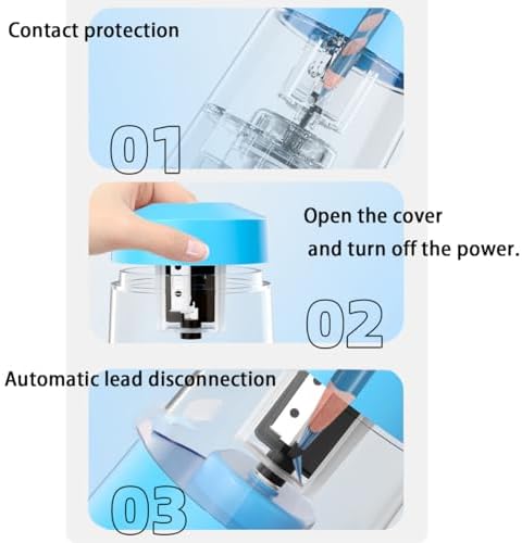 Electric Pencil Sharpener,Heavy-Duty Helical Blade to Fast Sharpen, Auto Stop for No.2/Colored Pencils(6-8mm), AC Adapter/Battery Operated in School Classroom/Office/Home (Blue)