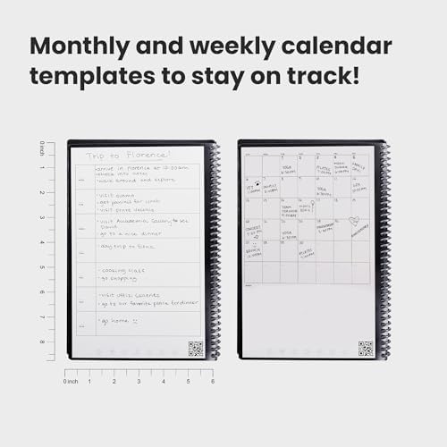 Rocketbook Fusion Reusable Undated Productivity Planner, Executive Size 6x8.8, Green - Goals, Monthly and Weekly Calendar, Daily To-do List, Lined and Dotted Notes Pages