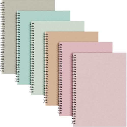 Fuutreo 6 Pack Spiral Notebook 10.5x7.45 Notebook,Boho,Blue Green