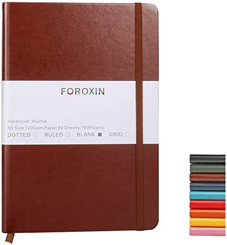 Blank Journal Notebook, (Brown), 160 Pages, Medium 8.3x5.7 inches - 100 gsm Thick Paper, Hardcover