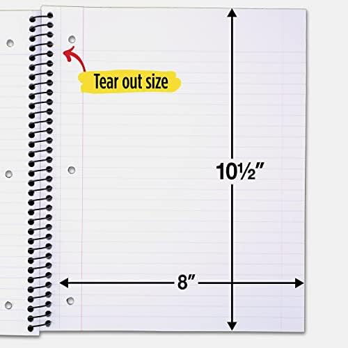 Five Star Spiral Notebook, 5 Subject, Wide Ruled Paper, 8" x 10-1/2", 200 Sheets, Tidewater Blue & Fire Red, 2 Pack (930082)