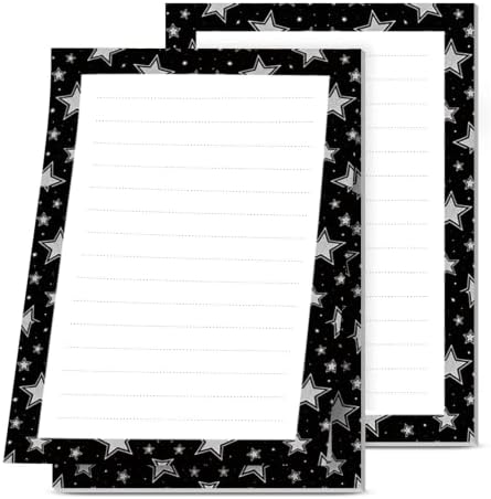 2 Pack Lined Sticky Notes 4x6 in, Cute Self-Stick Notepads with Lines, Large Memo Pads Strong Adhesive for Office, Home Black Stats