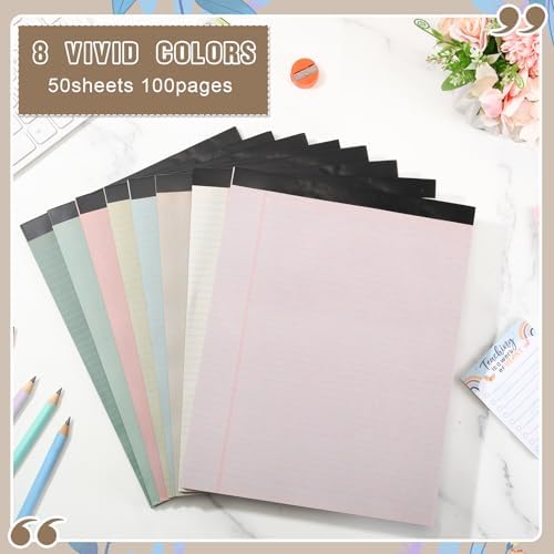 Fuutreo 8 Pcs Legal Pads 8.5 x 11 Colored Note Pads, Pastel Color