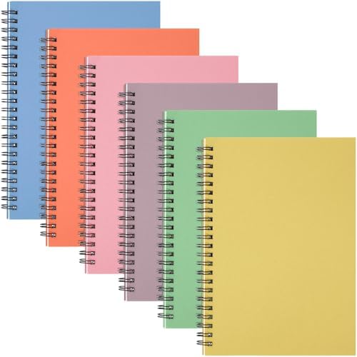 Fuutreo 6 Pack Spiral Notebook 10.5x7.45" Notebook,Bright Color,Candy