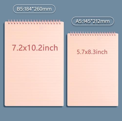 6pcs Steno Spiral Notebooks Top Bound 160 Pages Grid Steno Pads A5 Thick Plastic Covers 5.5x8.3 inch for Writing Notes in Lists,Office, Home (A5 6pcs Grid)