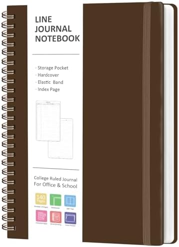 A5 Lined Spiral Journal Notebook, 146 Pages Hardcover Notebook with 100 GSM Thick Paper, Inner Pocket & Elastic Closure, 5.7" x 7.9", Notebooks for Work, School, College, Office, Journaling & Note Taking