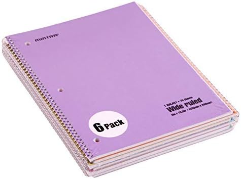 Mintra Office Spiral Notebooks, Wirebound, Journals for School, Work, Business, Aesthetic Stationery, Writing Pads, Teacher & Student Supplies (6, Pastel, Wide)