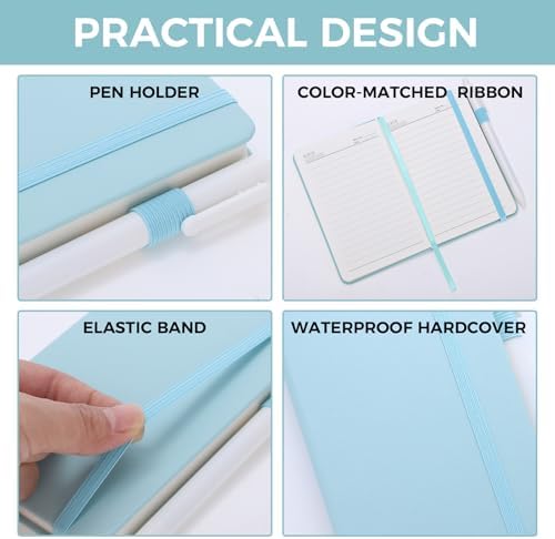 Thboxes 3 Pack Pocket Notebook Journals, A6 Hardcover Notepads, Pen Holder