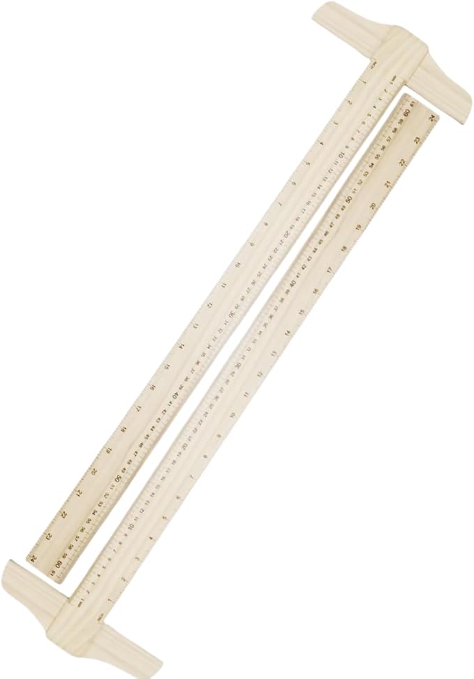 2 Pcs 24 Inches Wood T-Square, Wooden Ruler for Art Framing, Drafting, Home, Office Ruler, School Supplies, 2 Scale