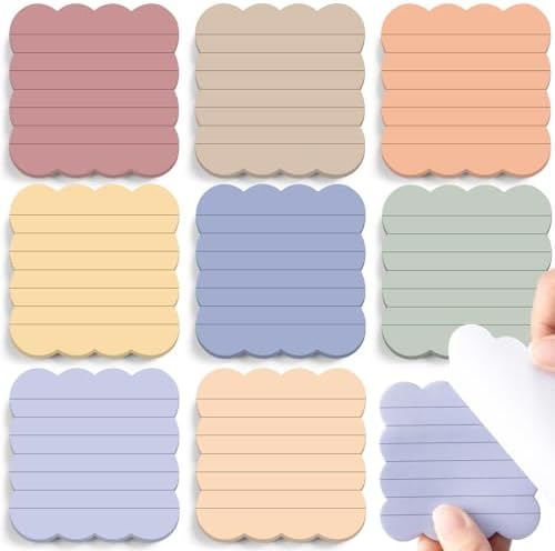 Eaasty 8 Pack Scalloped Sticky Notes Lined 3" X 3" Morandii Memo Pads