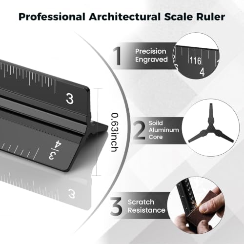 12 Inch Aluminum Architectural Scale Ruler, Aluminum Architect Ruler