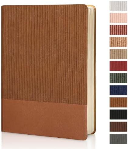 Lined Journal Notebook for Work College Ruled Note Book 5.79"x8.27" A5 PU Leather Daily Journaling 216 Pages for Women Men Writing Home School Supplies Business (Brown)