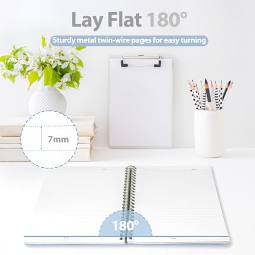 A5 Lined Spiral Journal Notebook, 146 Pages Hardcover Notebook with 100 GSM Thick Paper, Inner Pocket & Elastic Closure, 5.7" x 7.9", Notebooks for Work, School, College, Office, Journaling & Note Taking