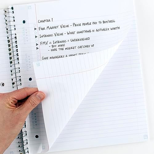 Five Star Insertable Loose Leaf Paper + Study App, Notebook Paper, College Ruled to Add Pages, Reinforced, 8.5 x 11, 75 Sheets per Pack (170015) (Pack of 12)