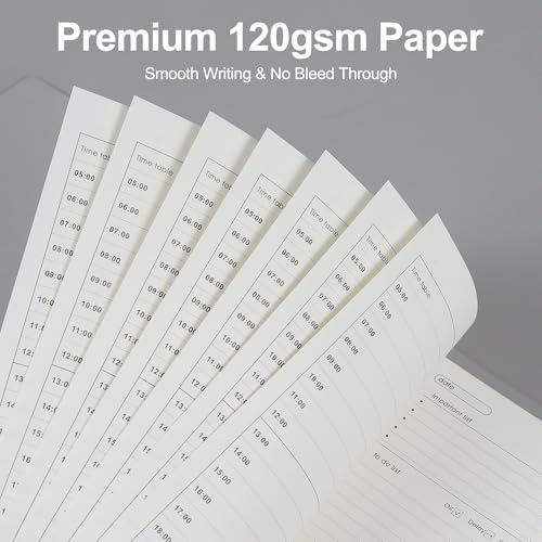 MultiBey A5 Daily Planner Refill Paper, 120GSM 6-Ring Inserts, 80 Sheets