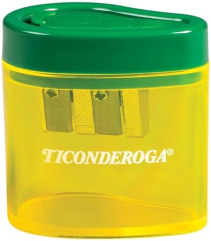 Ticonderoga Two-Hole Manual Pencil Sharpener, Yellow/Green, 6 Count