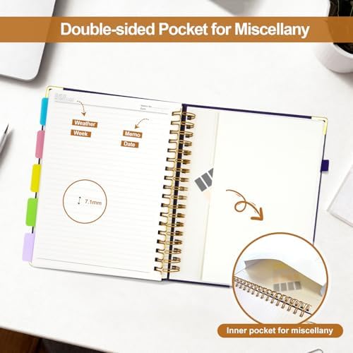 Hardcover Spiral Notebook Journal with Removable Dividers Tabs