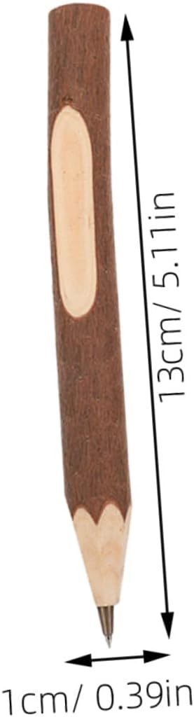 TEHAUX Natural Wood Ballpoint Pens Tree Bark Texture 13cm Portable Writing Supply 10pcs Eco-friendly Biodegradable Wooden Ballpoint Pens for Office and School Use