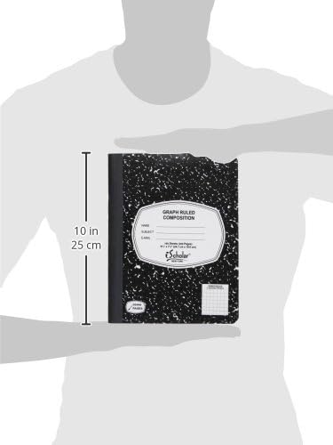 iScholar Composition Book, 100 Sheets, 5 x 5 Graph Ruled, 9.75 x 7.5-Inches, Black Marble Cover (11100) (Pack of 2)