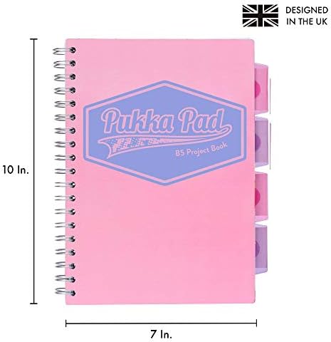 Pukka Pad 5 Subject Spiral Notebook 12-Pack - 200 Pages, 100 Sheets of 80GSM Paper with Repositionable Dividers & Perforated Edges for School & Office Planning & Organization - B5-7 X 10, Pastel