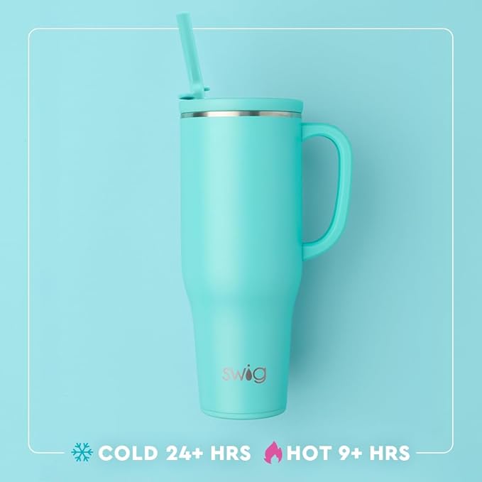 Swig Life 40oz Leak Proof Mega Mug, 40oz Leak Proof Tumbler with Handle and Straw, Extra Large Insulated Tumblers, Cup Holder Friendly Travel Mug, Reusable Leakproof Water Bottle (Hoppy Easter)