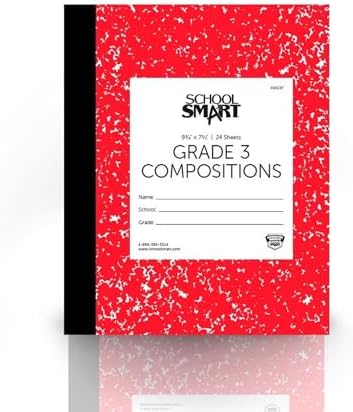 School Smart Skip-A-Line Ruled Composition Book, Grade 3, Red, 48 Pages - 085297
