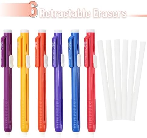 Mr. Pen- Retractable Mechanical Eraser Pens, 6 Pack, Sunset Colors | Latex-Free Precision Pencil Erasers for Artists, Students, Drawing, Sketching & Drafting