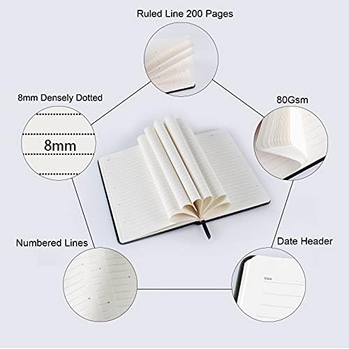 Journal notebook (A5-Lined, Dark Blue),192 Pages, Medium 5.7X8.3 inches - 80 gsm Thick Paper, Hardcover