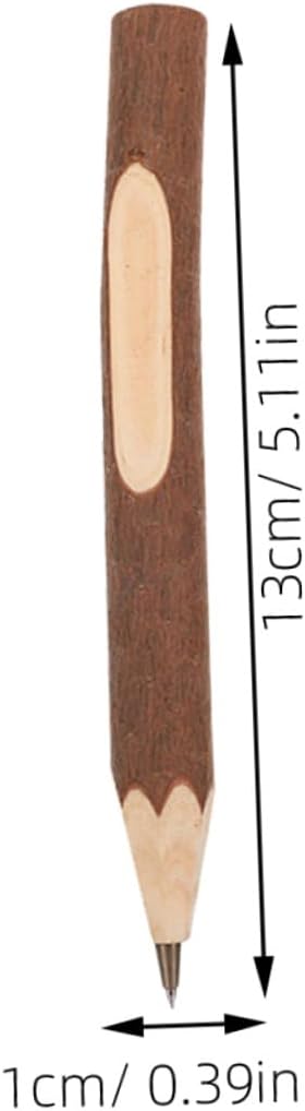 TEHAUX Natural Wood Ballpoint Pens Tree Bark Texture 13cm Portable Writing Supply 10pcs Eco-friendly Biodegradable Wooden Ballpoint Pens for Office and School Use