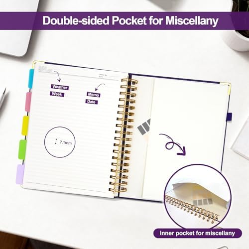 Hardcover Spiral Notebook Journal with Removable Dividers Tabs