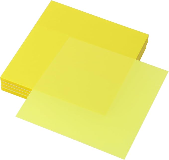 ONLYKXY 4 Pack Transparent Sticky Notes 7.6x7.6CM Self-Stick Book Tabs 200 Sheets Waterproof PET Markers Sticky Notes Pad (Yellow)