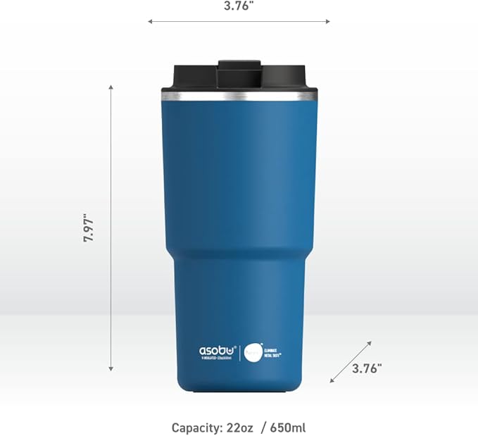 asobu 22oz Extra Large Ceramic-Lined Travel Mug with No Metal Taste-Keeps Flavors True - Double-Wall Vacuum Insulated Coffee Mug with Spill-Proof Pop-Open Lid for Hot Drinks