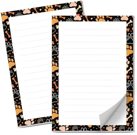Lined Sticky Notes 4x6 in, 2 Pack Large Cute Notepads with Lines Self-Stick Note Pad, Funny Memo Pads Strong Adhesive for Office, Home Cute Funny Dog Paws