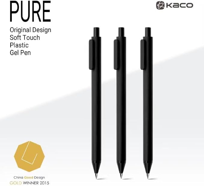 Kaco Gel Pens 0.5 mm Fine Point Black Ink 10PCS, Quick Dry Smooth Writing | Aesthetic School Office Supplies Retractable Pens Low Center of Gravity
