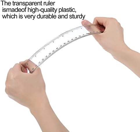 YouOKLight Clear 12 inch Plastic Metric Transparent Ruler - Pack of 3 for Kids, School, Office, Drafting
