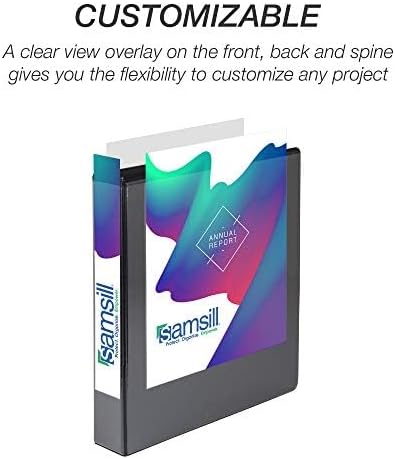 Samsill Durable 1.5 inch 3 Ring Binder, D Ring Binder, 100% Recycled Chipboard, Black, 4 Pack
