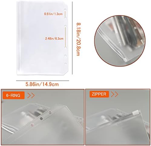 DY.2ten A5 6-Hole Binder Notebook Refills Set - 135 Sheets (270 Pages) Graph Paper + 2pcs A5 Zipper Binder Pockets + 5 Pcs A5 Dividers + Index Note Tabs + index with date + Ruler