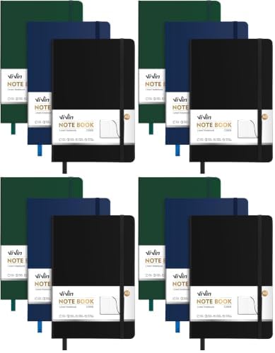 ViVin 12 Pack A5 Hardcover Lined Notebook,192 pg College Ruled 5.5x8.3