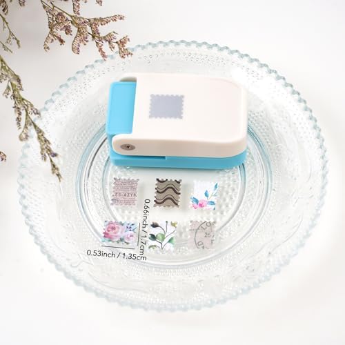 Mini Size Stamp Punch, 0.6x0.5 Inch MINI Postage Stamps Punch, Portable Lever Craft Hole Cutter Puncher, Stamp Shaped Paper Puncher, Paper Punches for Journaling Crafting DIY Scrapbooking Crafts