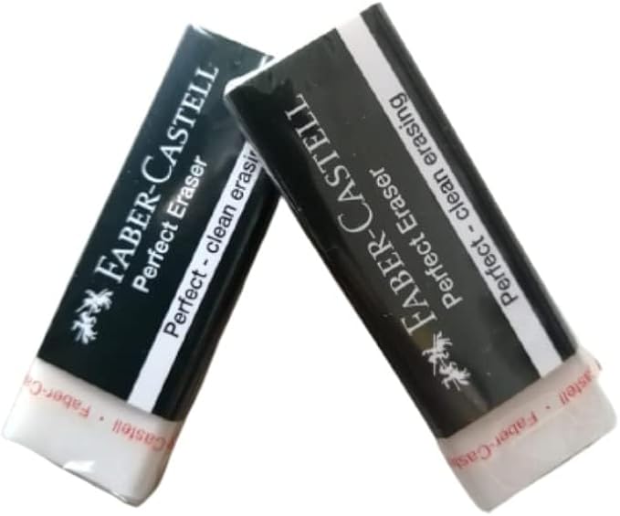 Faber-Castell Extra Soft Large White Pencil Eraser Set, Dust Free Excellent Clean Erasing for School Kids Art Drawing Office, 2.45x0.9x0.5 Inches (Pack of 5)