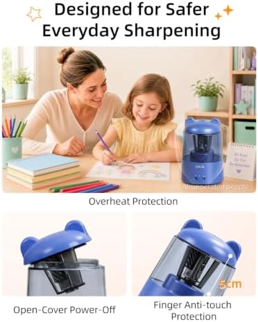 ZMOL Rechargeable Electric Pencil Sharpener for Colored Pencils Blue