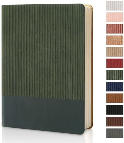 Lined Journal Notebook for Work College Ruled Note Book 5.79"x8.27" A5 PU Leather Daily Journaling 216 Pages for Women Men Writing Home School Supplies Business (Dark Green)