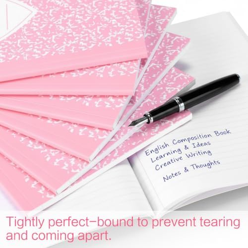Tenceur 6 Pcs Composition Notebooks College Ruled Pink Marble