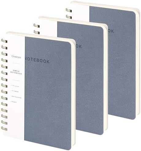 Spiral Notebook-5.75" x 8.125" College Ruled Journal with Inner Pockets and 160 Pages,PU Leather Cover Business Journal, Twin-Wire Binding Notebook Perfect for Office & Home School Supplies 3 pack Reefblue
