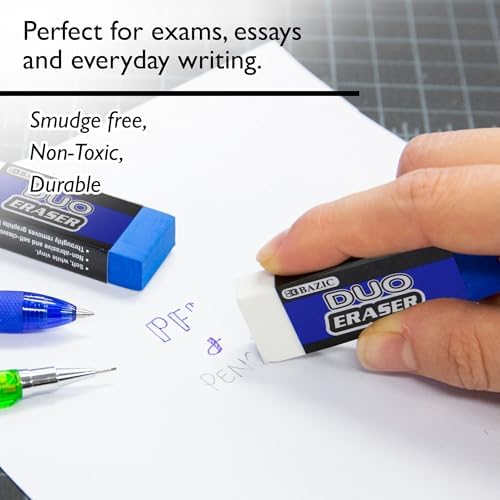 BAZIC Products Two-Tone Block Erasers, Latex-Free, PVC-Free, 24-Box
