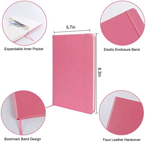 Journal notebook (A5-Dotted, Pink Color),192 Pages, Medium 5.7X8.3 inches - 80 gsm Thick Paper, Hardcover